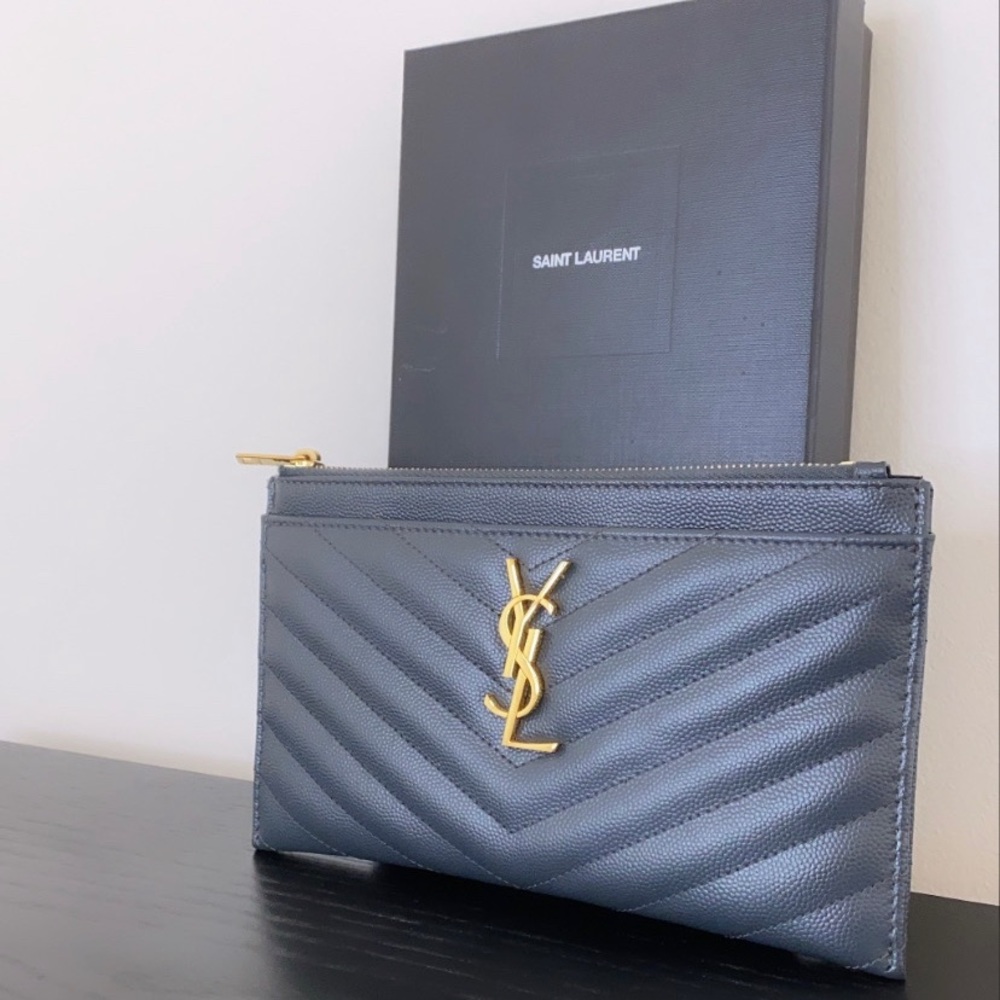 *Authentic*  YSL Grey Monogramme Pill Pouch